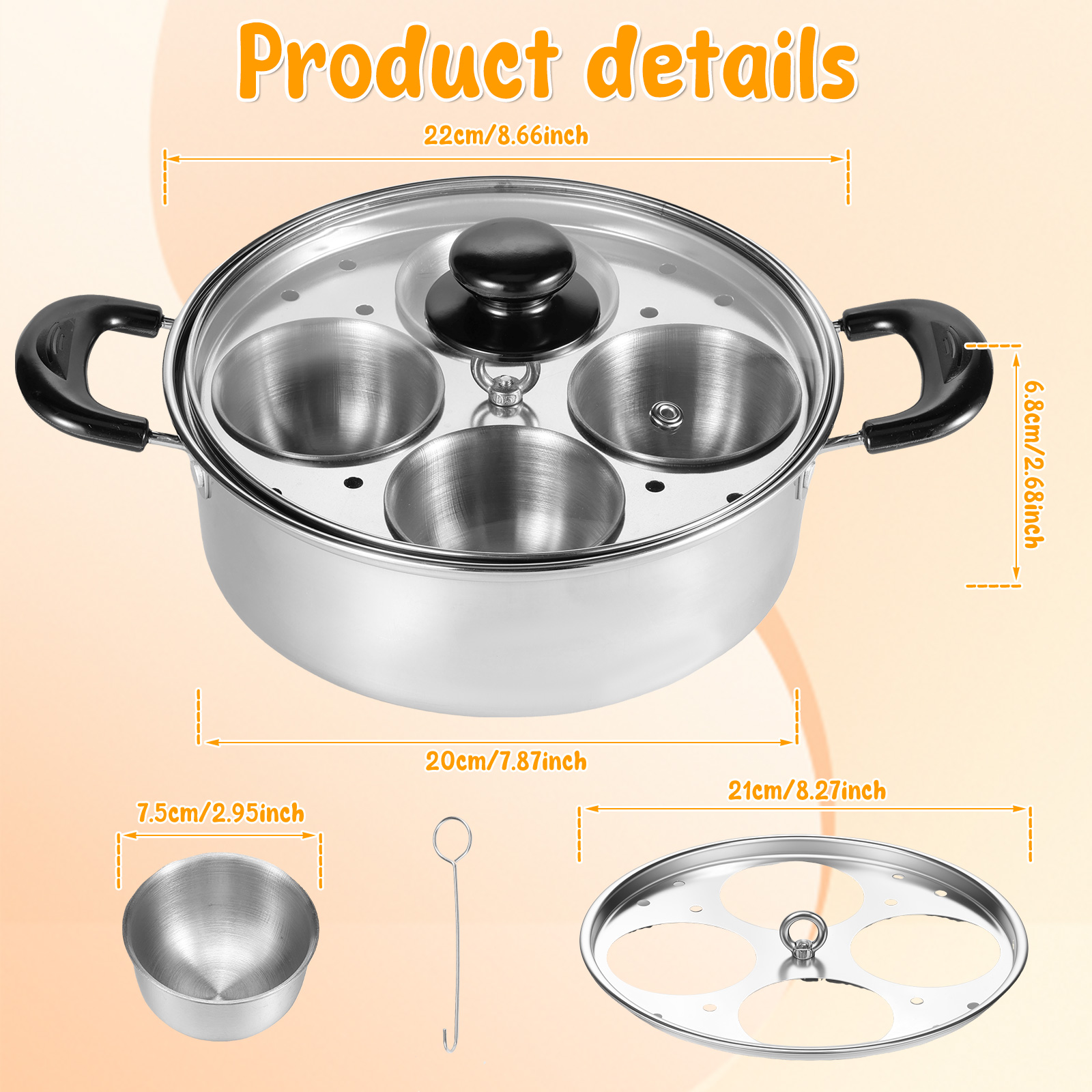 Egg Poacher Stainless Steel Po - Induction Cooktop Portable ulasan dan harga
